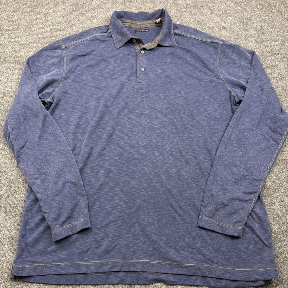 Age of Wisdom Polo Shirt Mens 2XL Blue Golf Long Sleeve‎ Modal Prep
